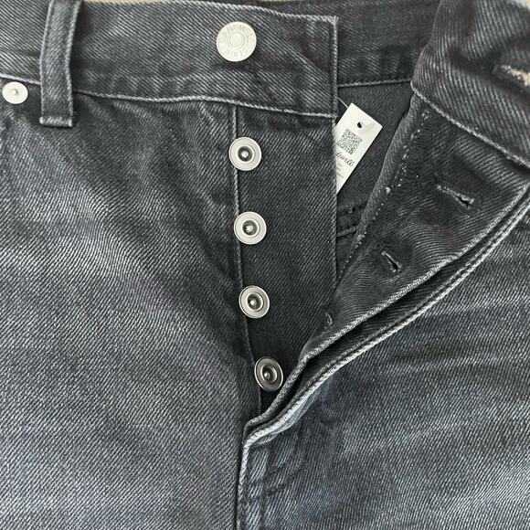 NWT Madewell The Dad Jean Short Faded Dark Gray Wash Raw Hem High Rise Size 27 - Picture 5 of 7